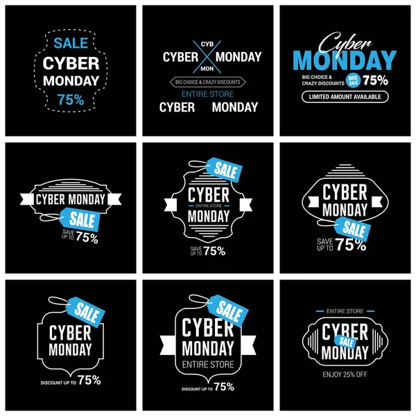 Σύνολο των banners της cyber Δευτέρα πώληση — Διανυσματικό Αρχείο