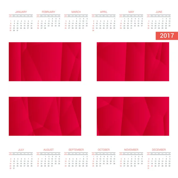 Calendrier 2017 avec drapeau — Image vectorielle
