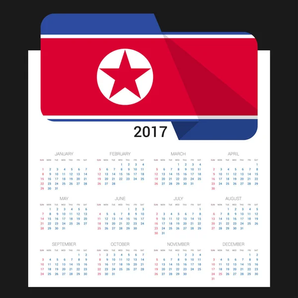 Calendário 2017 com bandeira —  Vetores de Stock