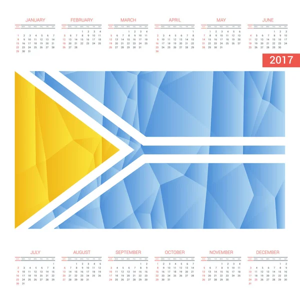 Kalender 2017 mit Tuwa-Fahne — Stockvektor