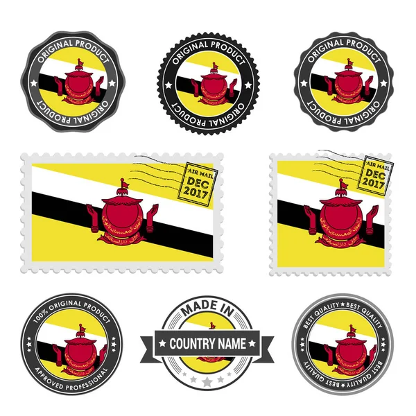 Set van gekleurde postzegels Brunei — Stockvector