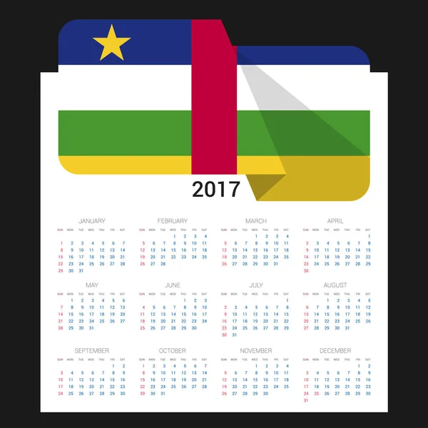 中央アフリカ共和国の国旗と 2017年カレンダー — ストックベクタ