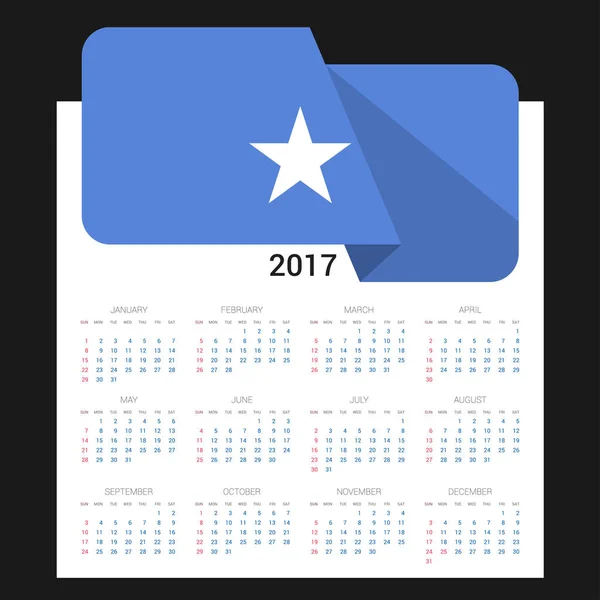 2017 r. kalendarz z flaga Somalii — Wektor stockowy