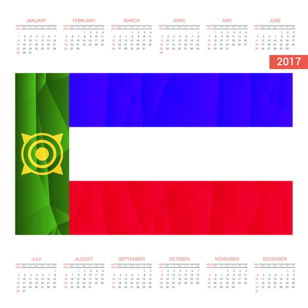 Calendrier 2017 avec drapeau Khakassia — Image vectorielle