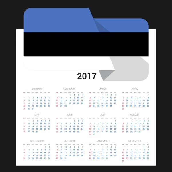 2017 r. kalendarz z flagą Estonii — Wektor stockowy