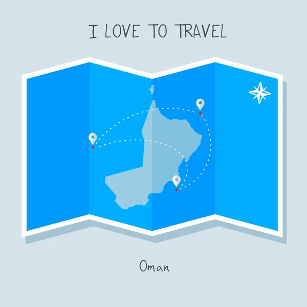 Oman auf blauer Weltkarte — Stockvektor