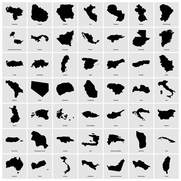 черные карты разных стран
