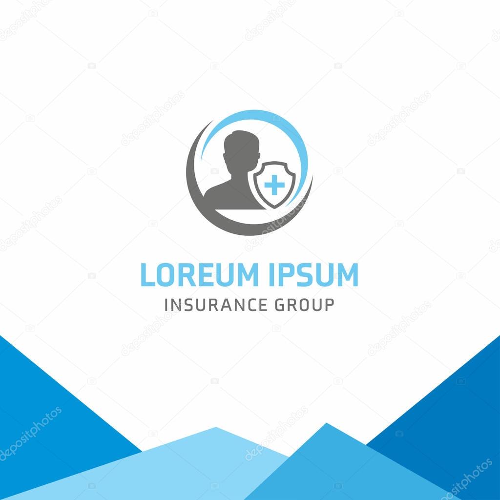 Insurance group logo with loreum ipsum company name, vector illustration
