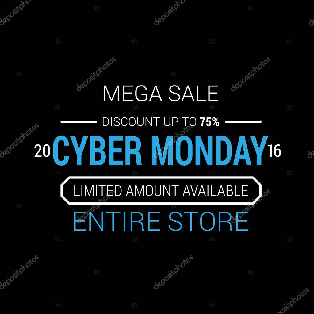 Banner of cyber monday sale, vector illustration