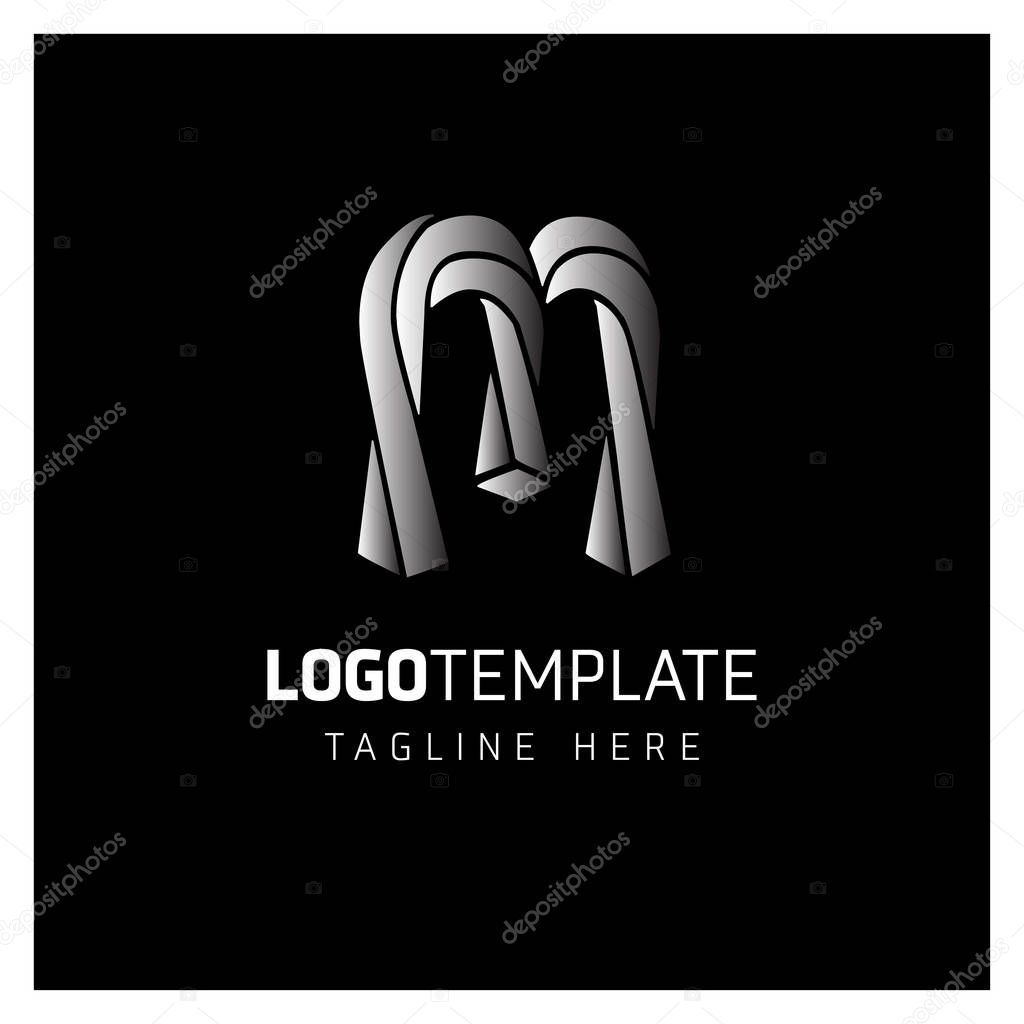 Business Logo Design with Letter M, Vector illustration