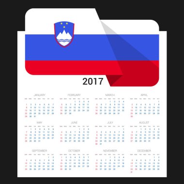 2017 takvim Slovenya bayrağı ile