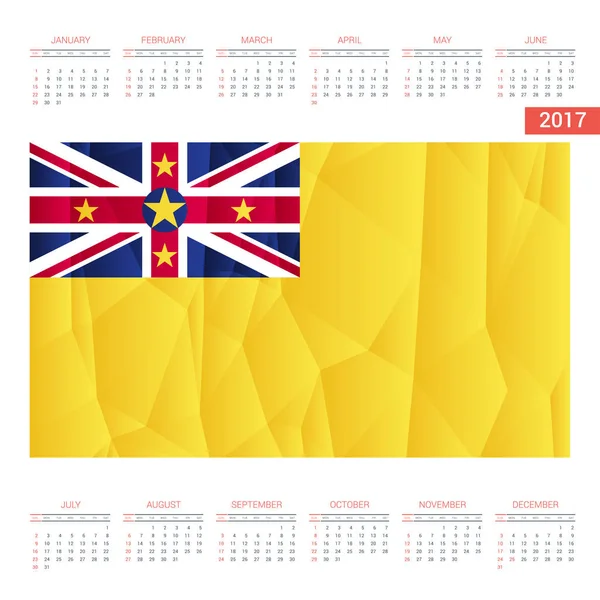 2017 r. kalendarz z flaga Niue — Wektor stockowy