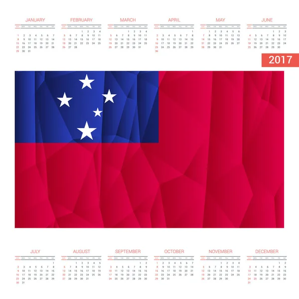 2017 r. kalendarz z Flaga Samoa — Wektor stockowy