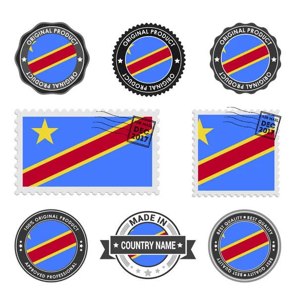 Набір поштових марок Демократичної Республіки Конго — стоковий вектор