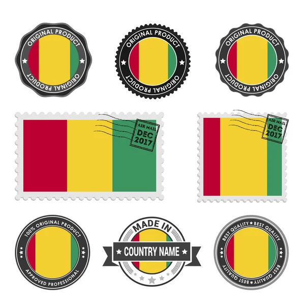 Juego de sellos de colores Guinea — Vector de stock