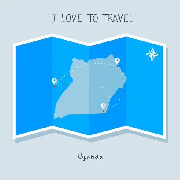 Уганда на карте мира — стоковый вектор