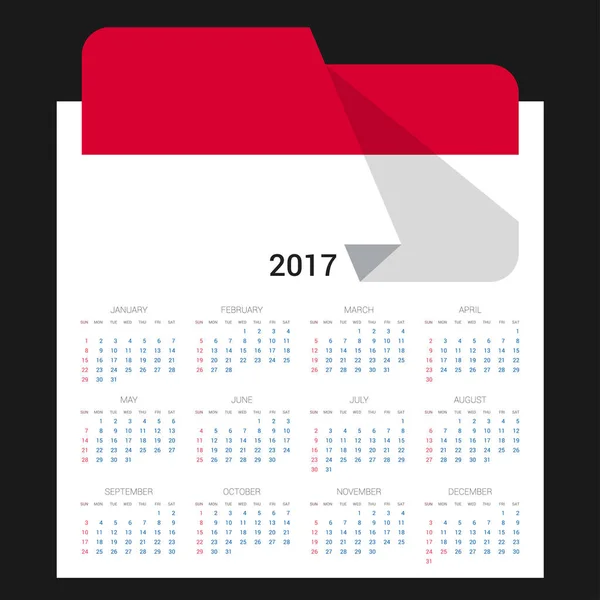 Kalender van 2017 met vlag van Monaco — Stockvector