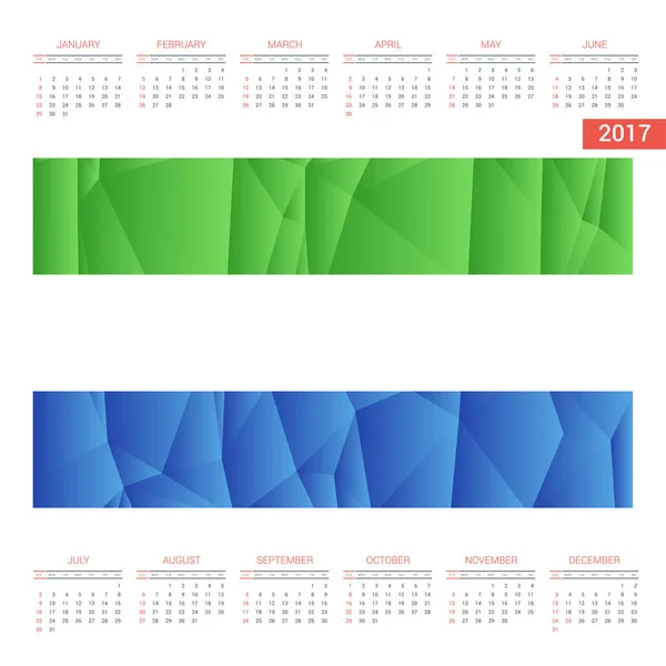 Kalender 2017 mit Sierra-Leone-Flagge — Stockvektor