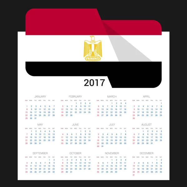 Kalender van 2017 met vlag — Stockvector