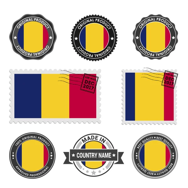 Set de sellos de colores Chad — Vector de stock