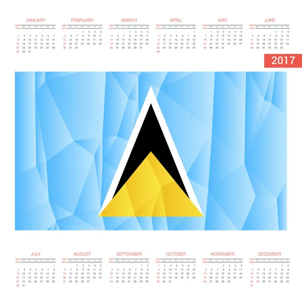 2017 r. kalendarz z flaga Saint Lucia — Wektor stockowy