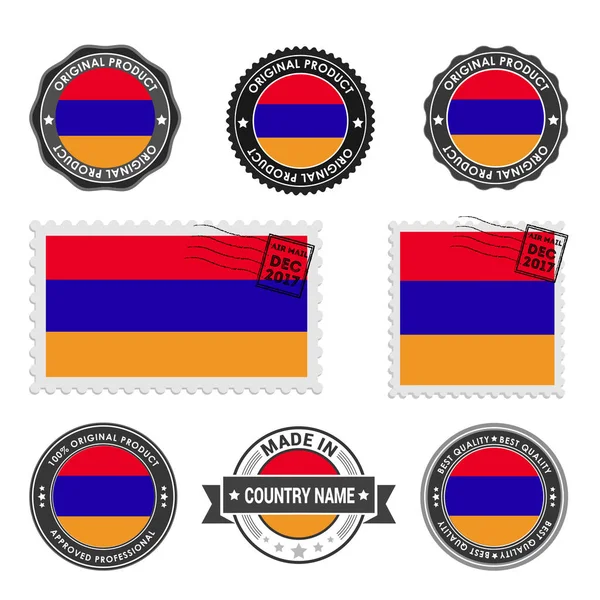 Set de sellos de colores Armenia — Vector de stock