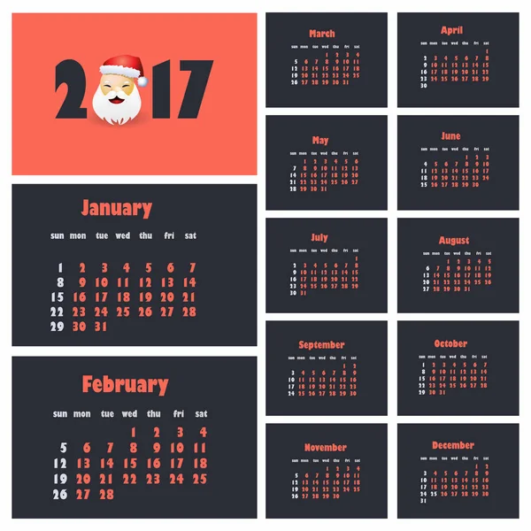 Printable Christmas calendar — Stock Vector