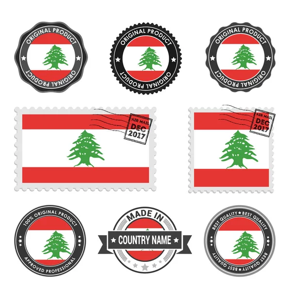 Zestaw kolorowych znaczków Liban — Wektor stockowy