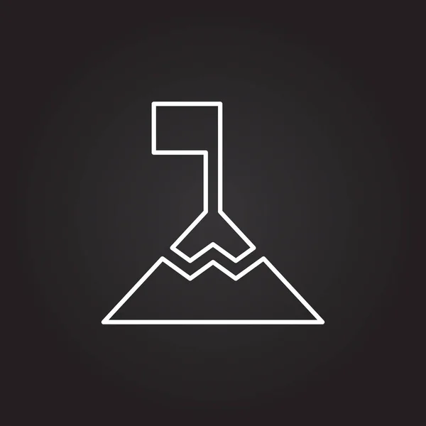 Montagne avec icône drapeau — Image vectorielle