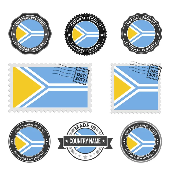 Conjunto de sellos de colores Tuva — Vector de stock