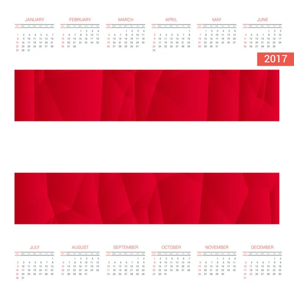 Calendário 2017 com bandeira da Áustria — Vetor de Stock