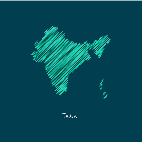 Ilustración del mapa del mundo, India — Vector de stock