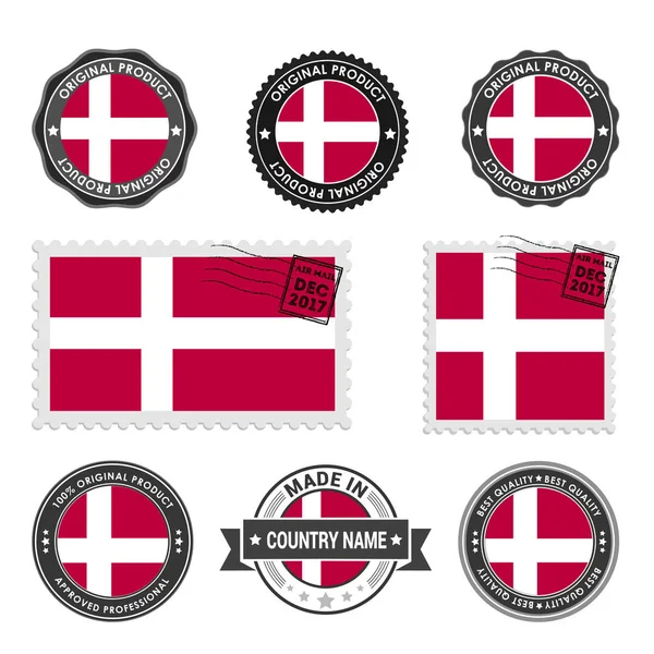Készlet színes bélyegeket, Dánia — Stock Vector