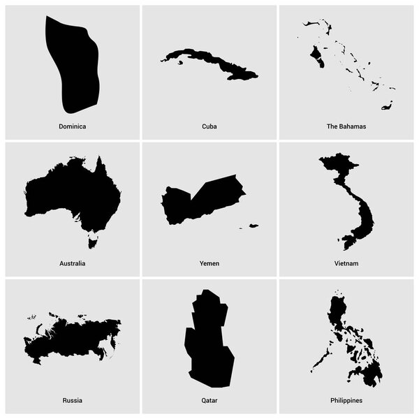 черные карты разных стран
