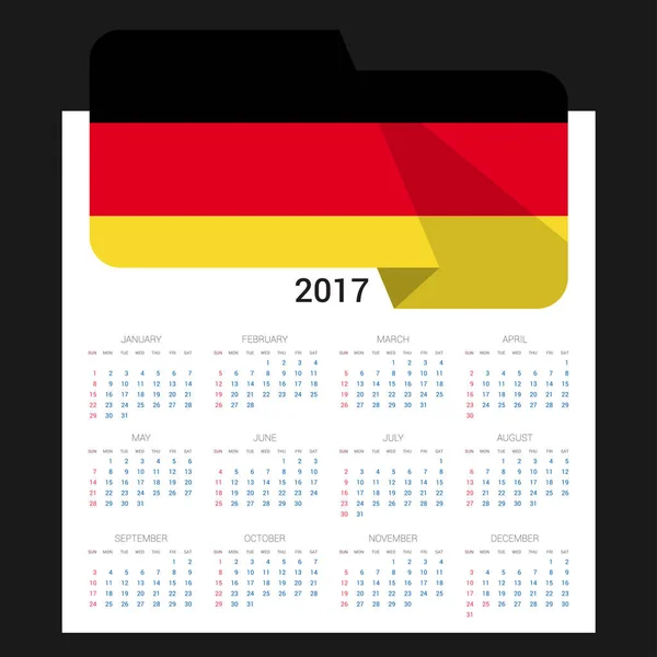 2017 calendar with Germany  flag — Stock Vector