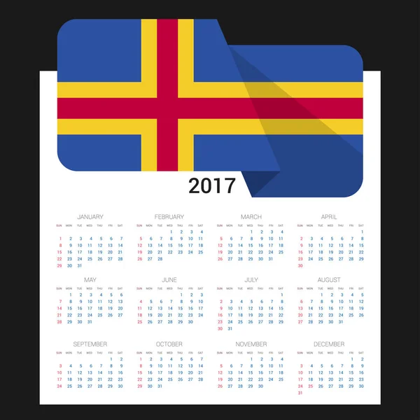 Календарь 2017 с флагом Аланда — стоковый вектор