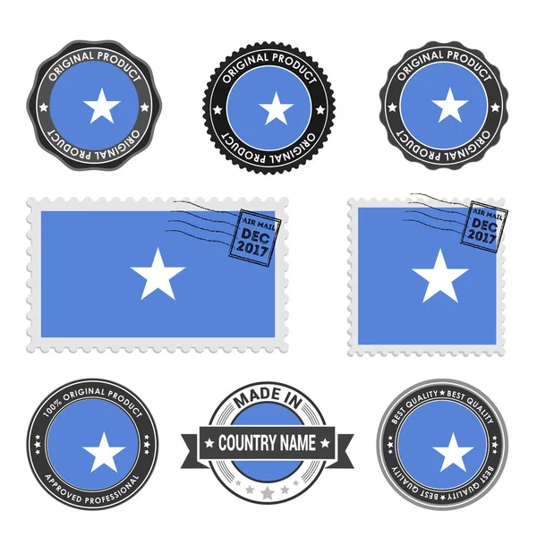 Conjunto de sellos de colores Bandera Somalia — Vector de stock