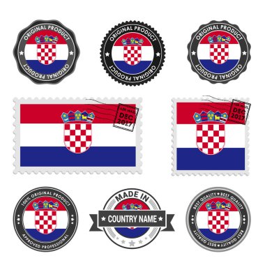 set of colored stamps Croatia clipart
