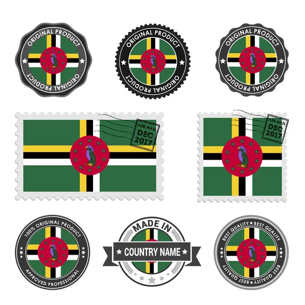 Készlet színes bélyegeket Dominika — Stock Vector