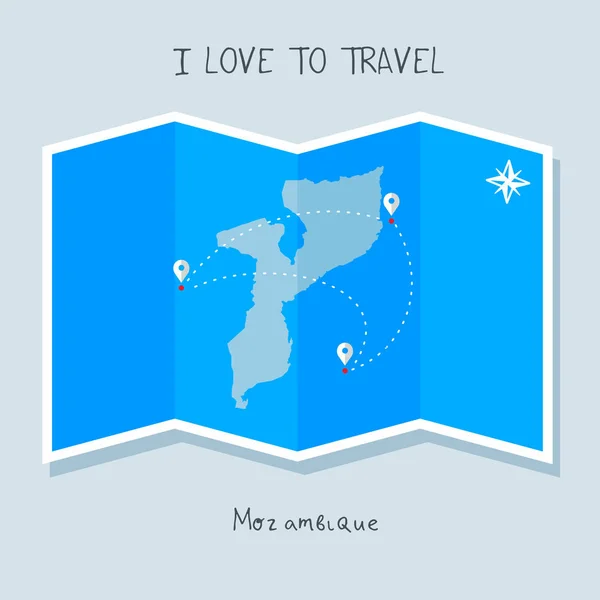 Me encanta viajar con mapa — Vector de stock