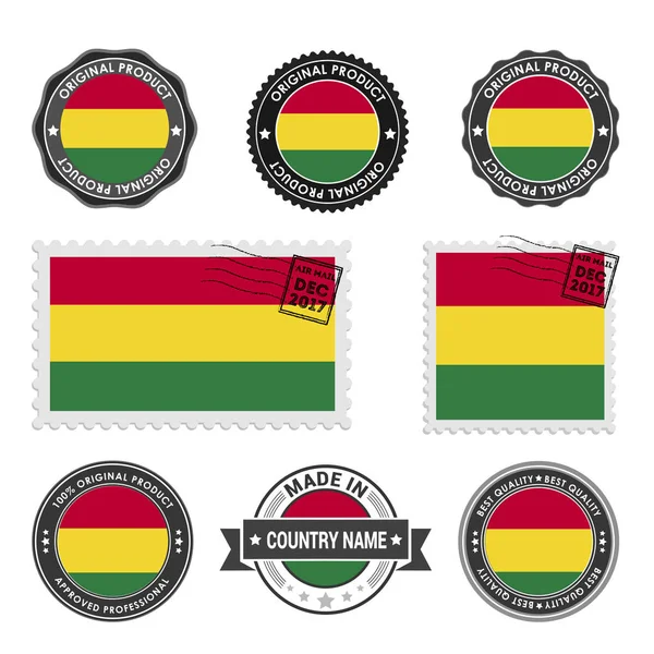 Set de sellos de colores Bolivia — Vector de stock
