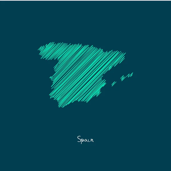 Ilustración del mapa mundial, España — Vector de stock