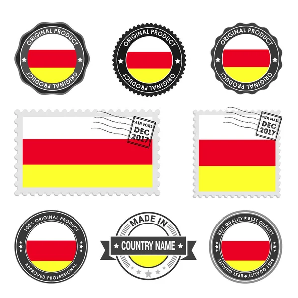 Conjunto de sellos de colores Osetia del Norte — Vector de stock