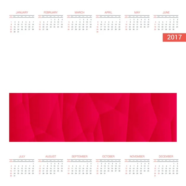 Calendário de 2017 com bandeira da Polónia — Vetor de Stock