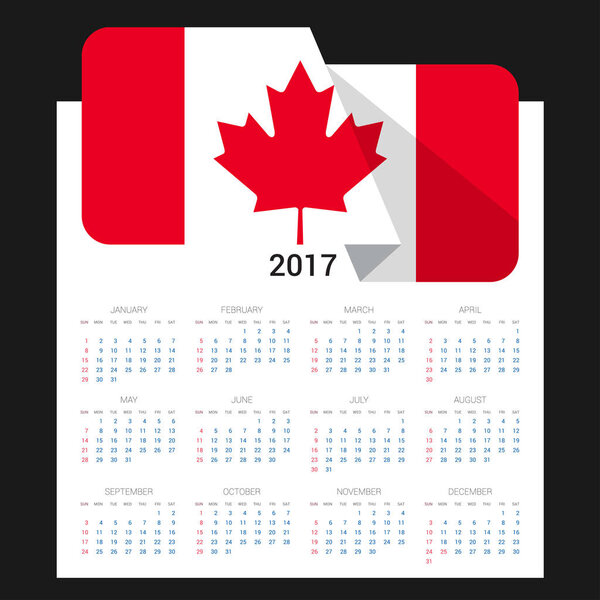 2017 calendar with Canada   flag