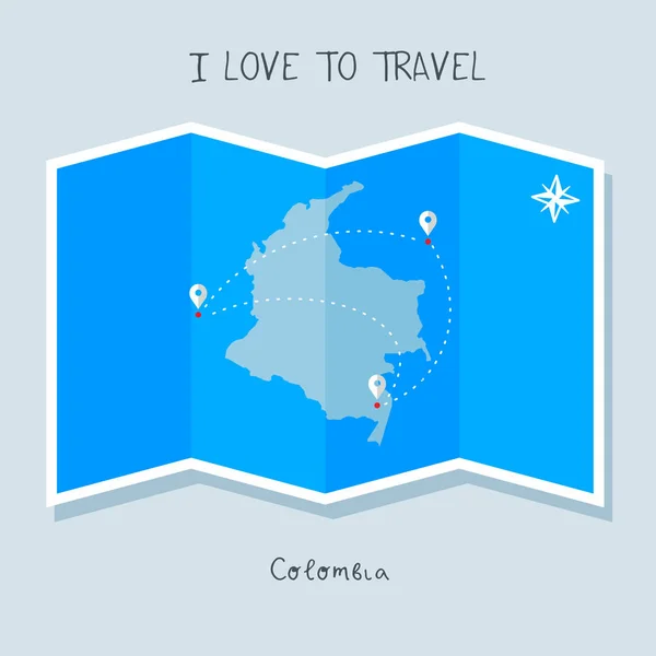 Me encanta viajar con mapa — Vector de stock