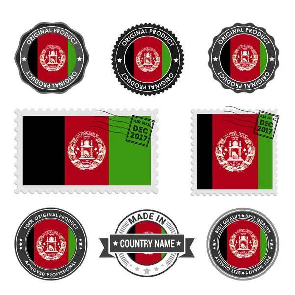 Serie di francobolli colorati Afghanistan — Vettoriale Stock
