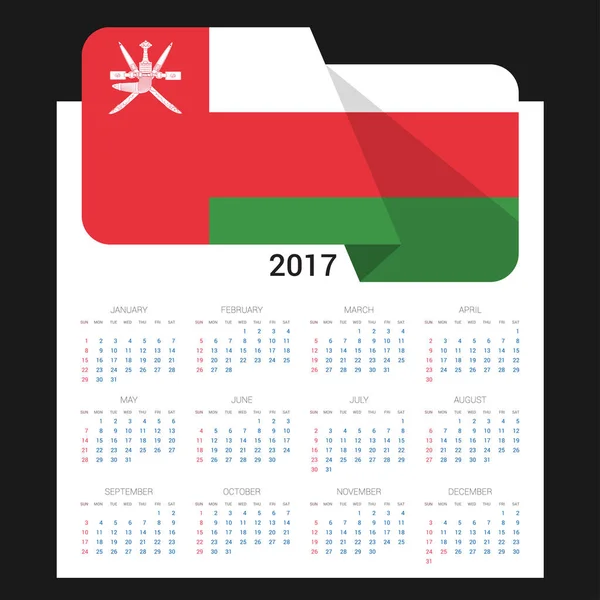 Kalender 2017 mit deutscher Flagge — Stockvektor