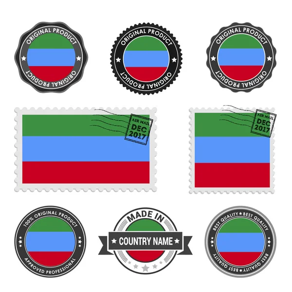 Set di francobolli colorati Daghestan — Vettoriale Stock