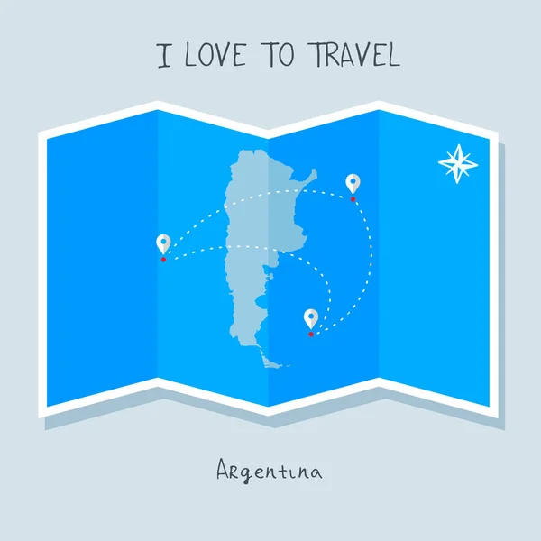 Me encanta viajar con mapa — Vector de stock